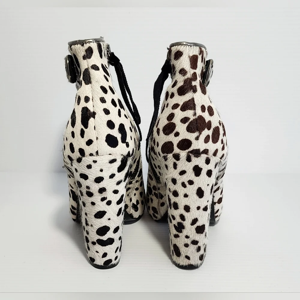 TOP SHOP UNIQUE Vintage Women Ankle Boots Size 7 Natural Material Zip Leather - Picture 4 of 12